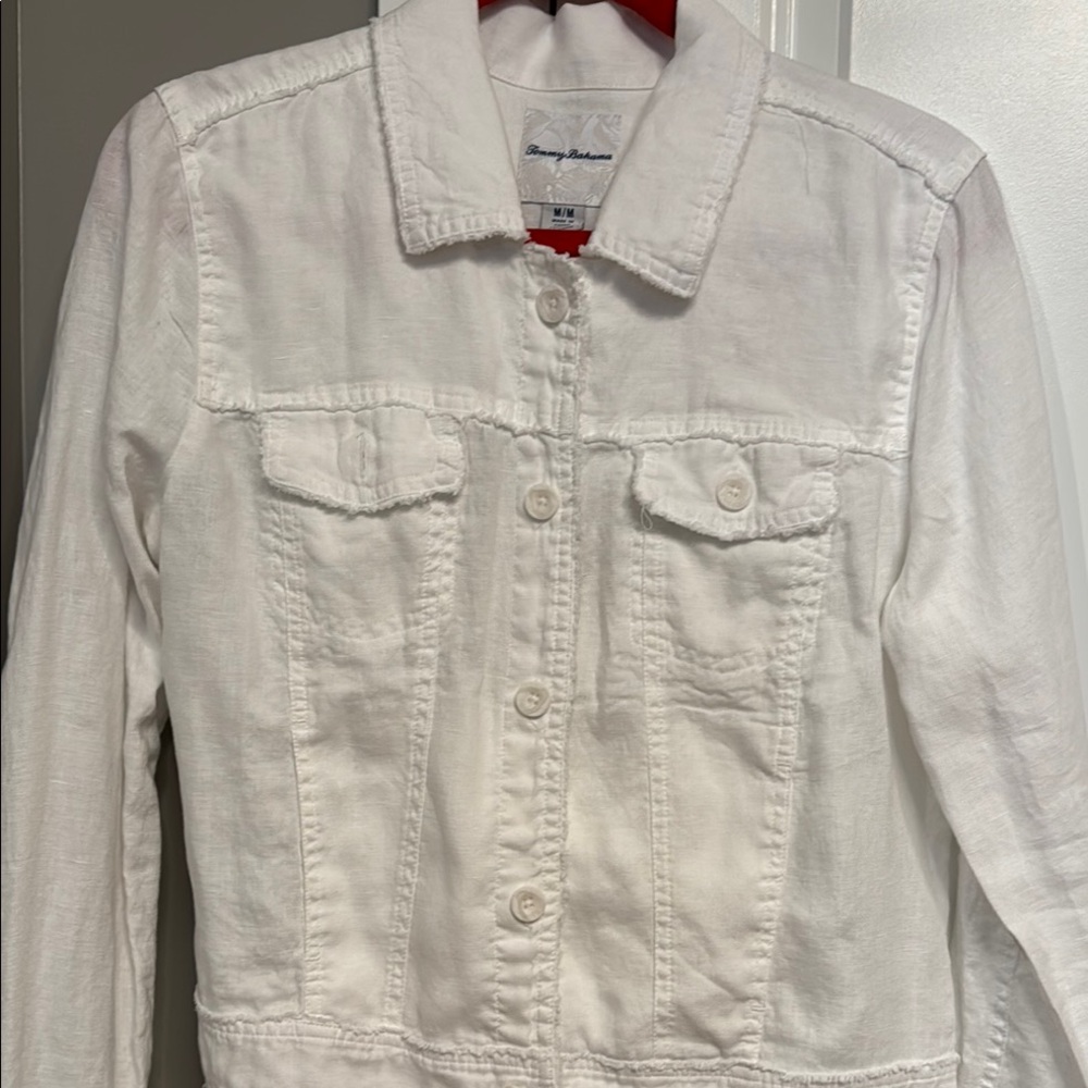 Tommy Bahama White Jean Linen Jacket Classic Denim Style